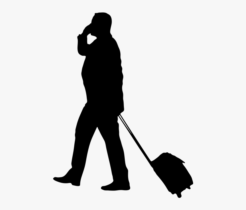 Travel, Baggage, Business - Silhouette Travelling Man Png, Transparent Png, Free Download