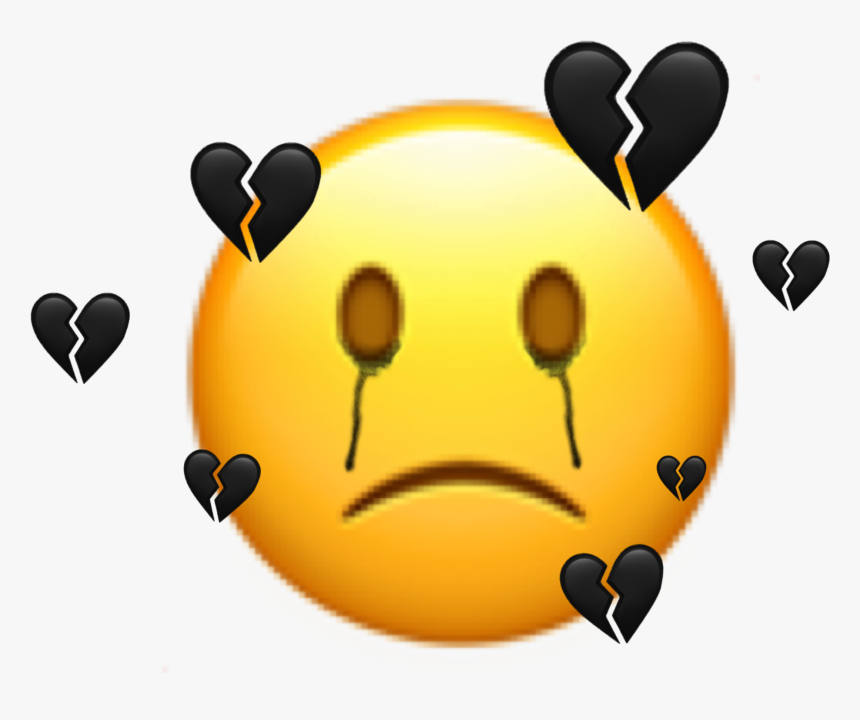 #freetoedit #sticker #emoji #sad #broken #black #mood - Heart Broken Sad Emoji, HD Png Download, Free Download