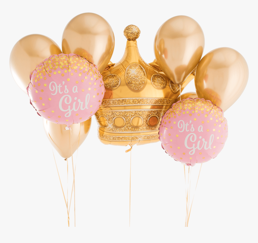 It"s A Girl Gold Dots & Crown Foil & Latex Bunch - Crown Gold Foil Balloon, HD Png Download, Free Download