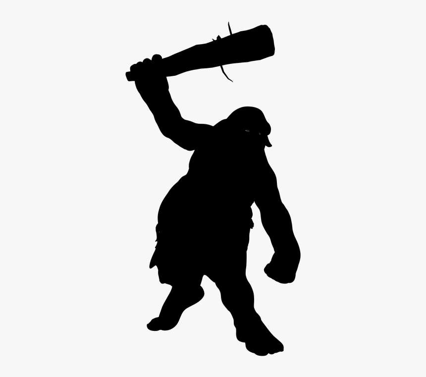 Silhouette, Troll, Ork, Fighter, Warrior, Club, Fantasy - Орк Силуэт, HD Png Download, Free Download