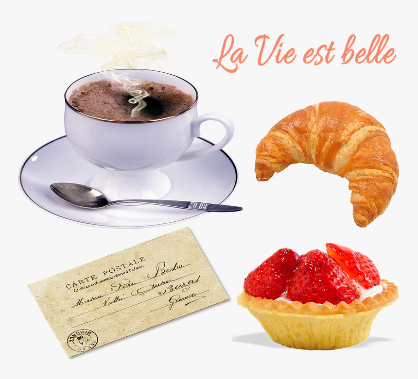 French Breakfast, Coffee, Croissant, Strawberry Tarte - Croissant Png, Transparent Png, Free Download