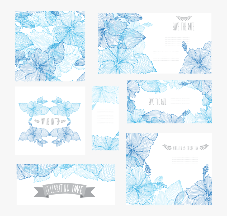 Blue Wedding Card Vector, HD Png Download, Free Download