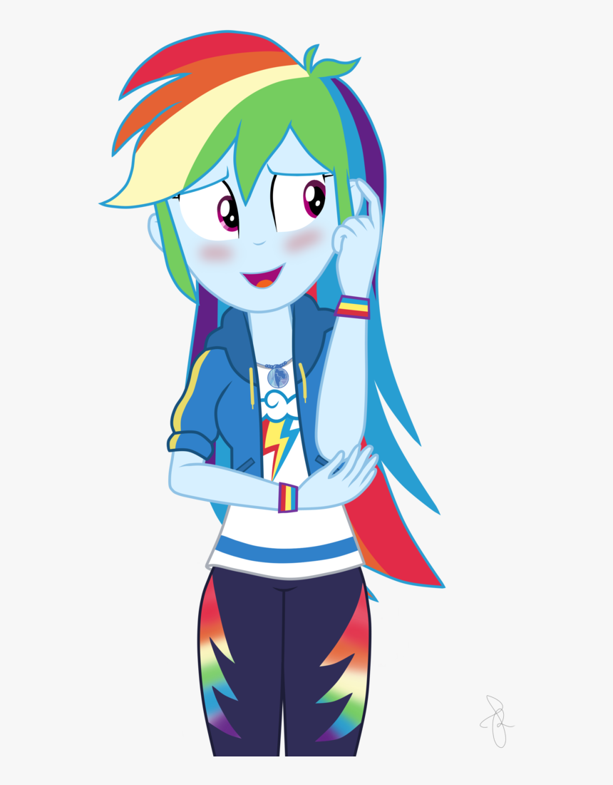 Cute Girl Blushing - Human Cute Rainbow Dash, HD Png Download, Free Download