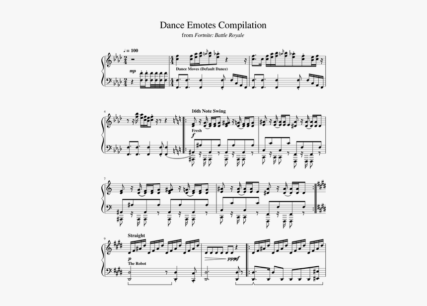 Fortnite Default Dance Sheet Music Piano