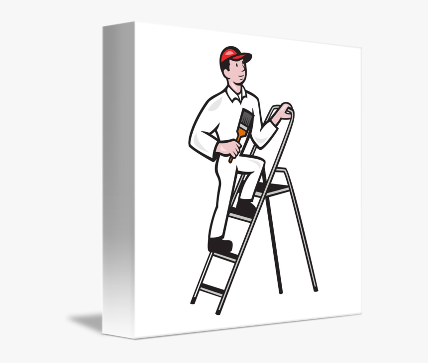 Under Ladder Cliparts Clip Art On - Standing On Ladder, HD Png Download, Free Download