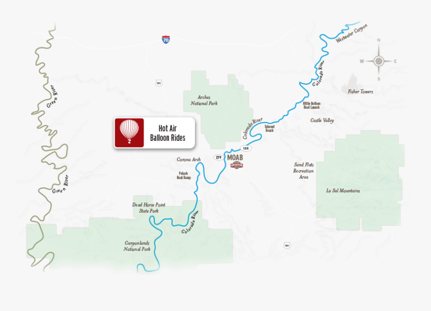 Hot Air Ballooning Map For Moab, Utah - Map, HD Png Download, Free Download