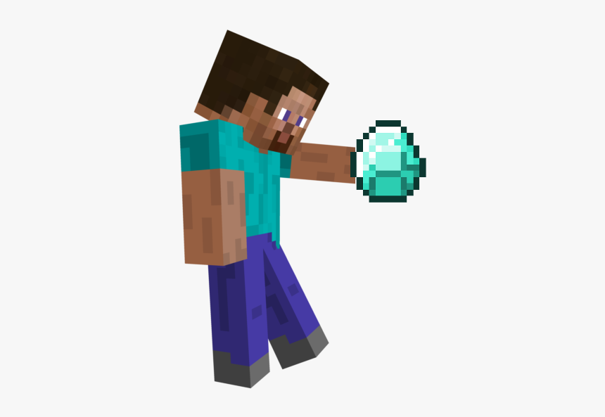 Zombie Clipart Minecraft - Minecraft Steve Holding Diamond, HD Png Download, Free Download