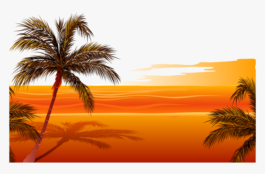 Beach Sunset Drawing Clip Art - Beach Sunset Background Png, Transparent Png, Free Download