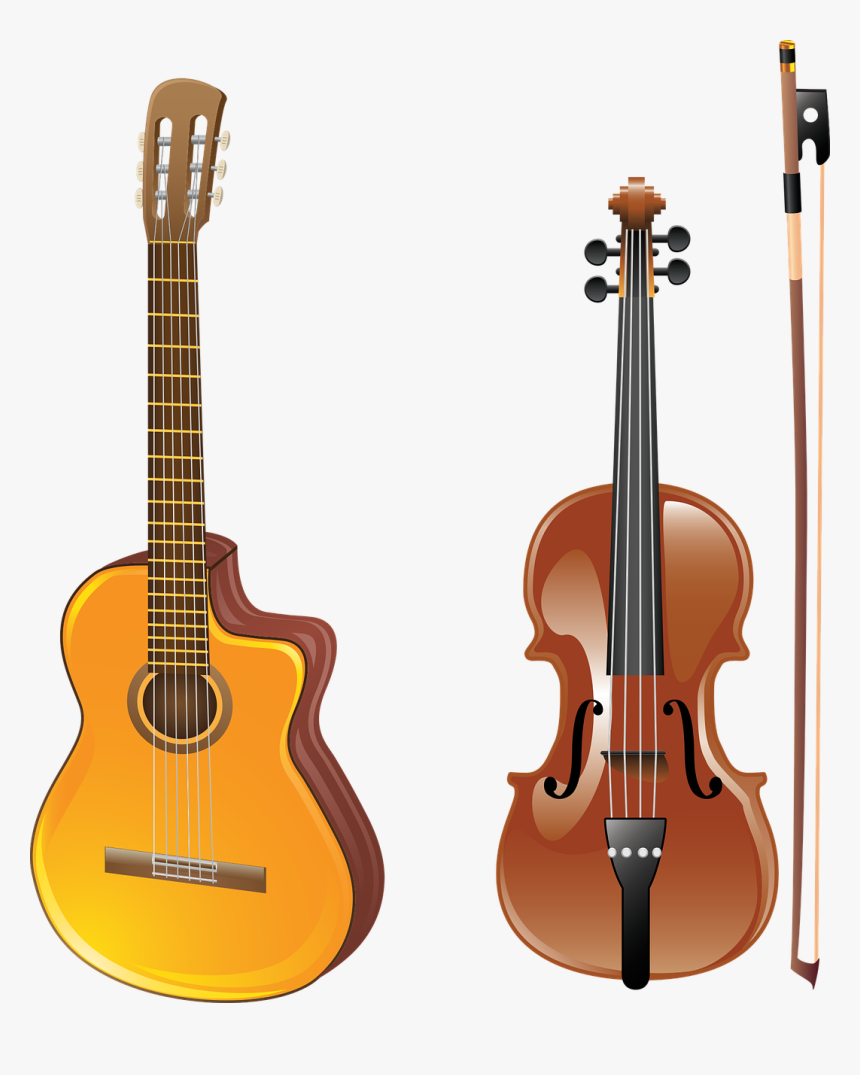 Guitar, Violin, Bow, Musical Instrument, Acoustics - Violin And Guitar Clipart, HD Png Download, Free Download