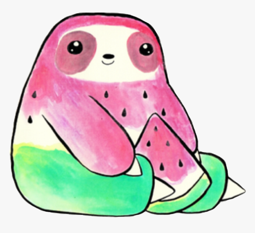 Sloth Clipart Fruit - Kawaii Cute Watermelon Drawing, HD Png Download, Free Download