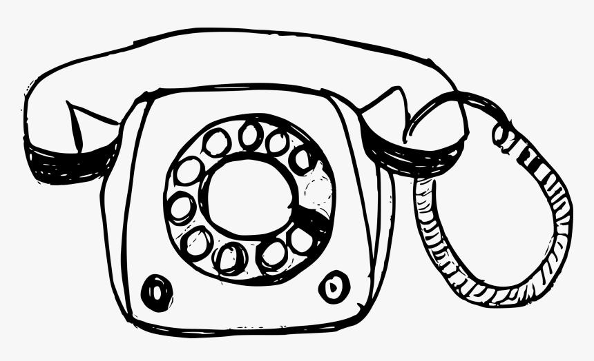 Black And White Line Drawing Telephone, HD Png Download, Free Download