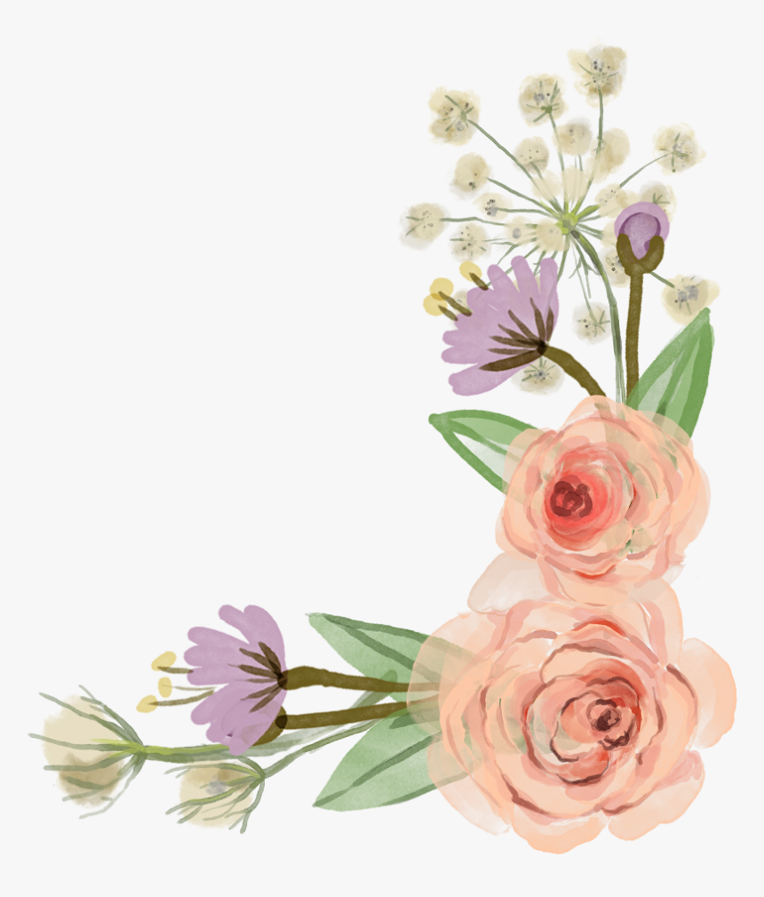 Flower Rose Clip Art - Transparent Free Flower Border Clip Art, HD Png Download, Free Download