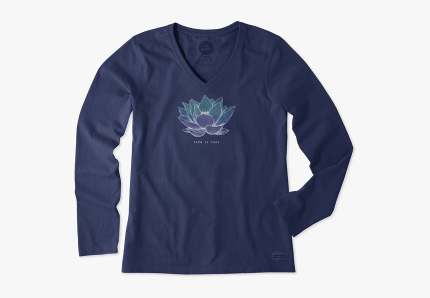 Women"s Lotus Flower Long Sleeve Crusher Vee - Life Is Short Hard Strange And Good Shirt, HD Png Download, Free Download