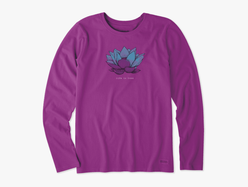 Women"s Lotus Flower Engraved Long Sleeve Crusher Tee - Long-sleeved T-shirt, HD Png Download, Free Download