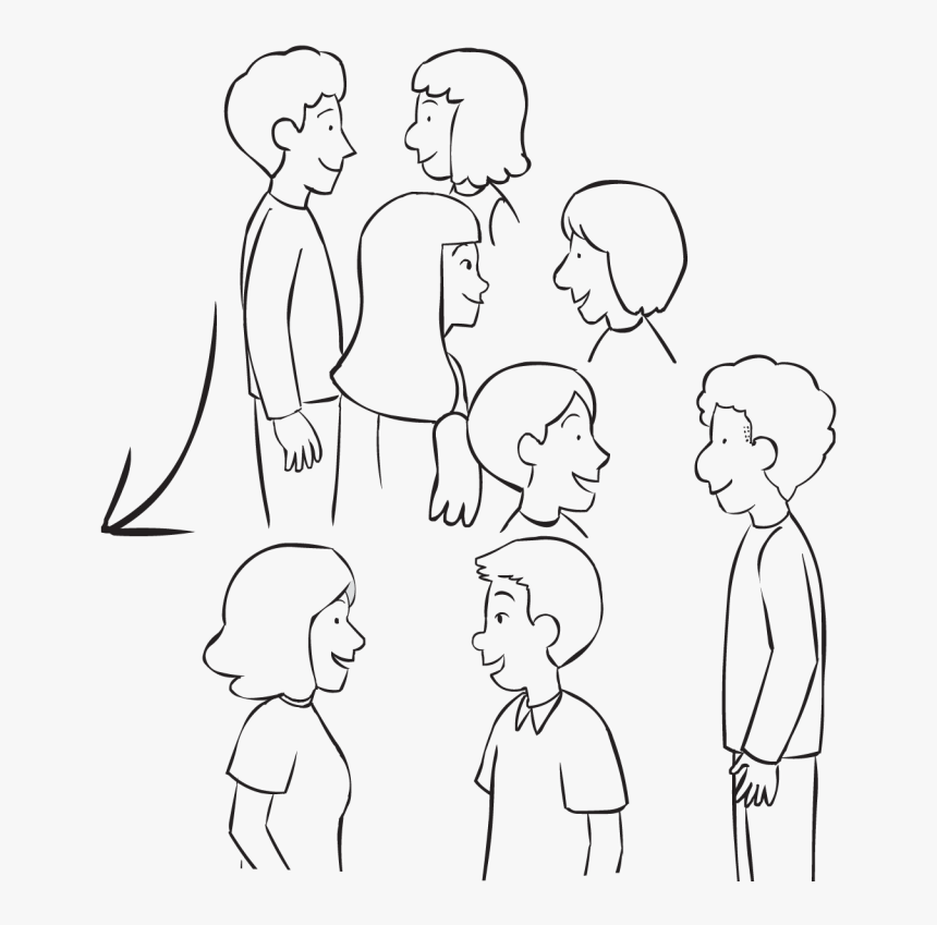 Group Of People Talking In Pairs As Part Of Active - Group People Talking Drawing, HD Png Download, Free Download