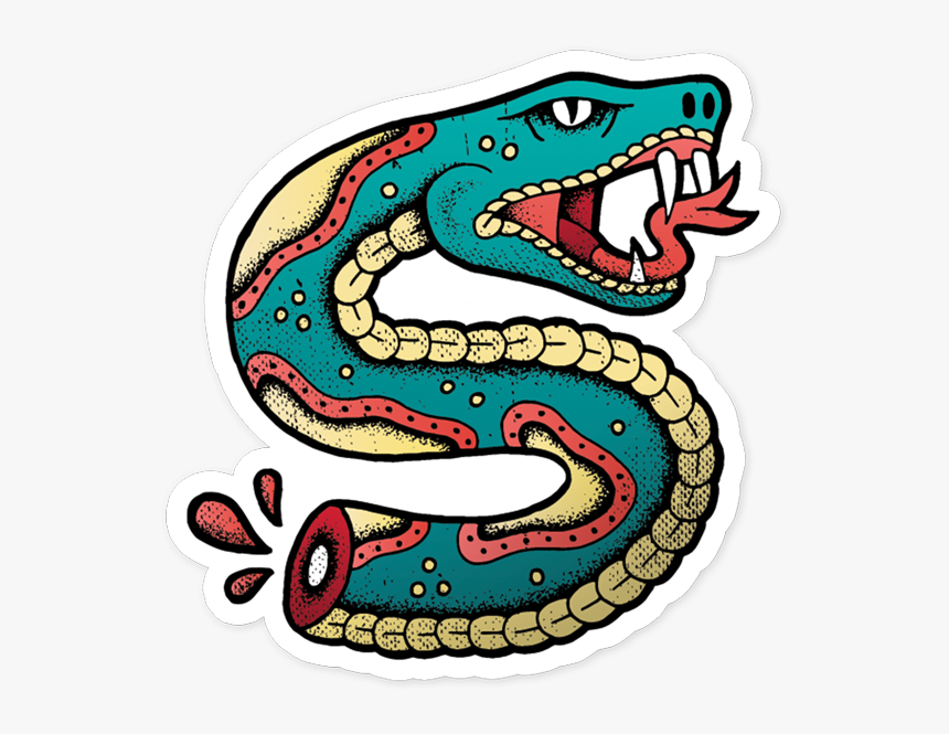 Snake Bite Vinyl Sticker Png Traditional Png Tattoos - Transparent Traditional Tattoos Png, Png Download, Free Download