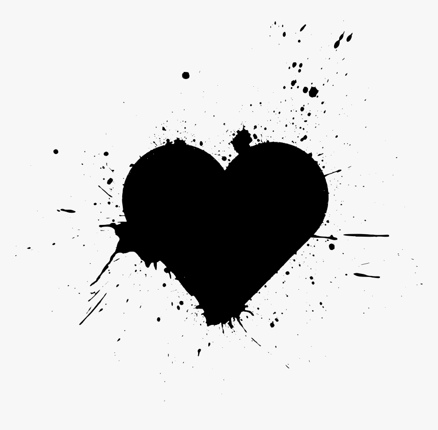 Black Paint Splatter Heart, HD Png Download, Free Download