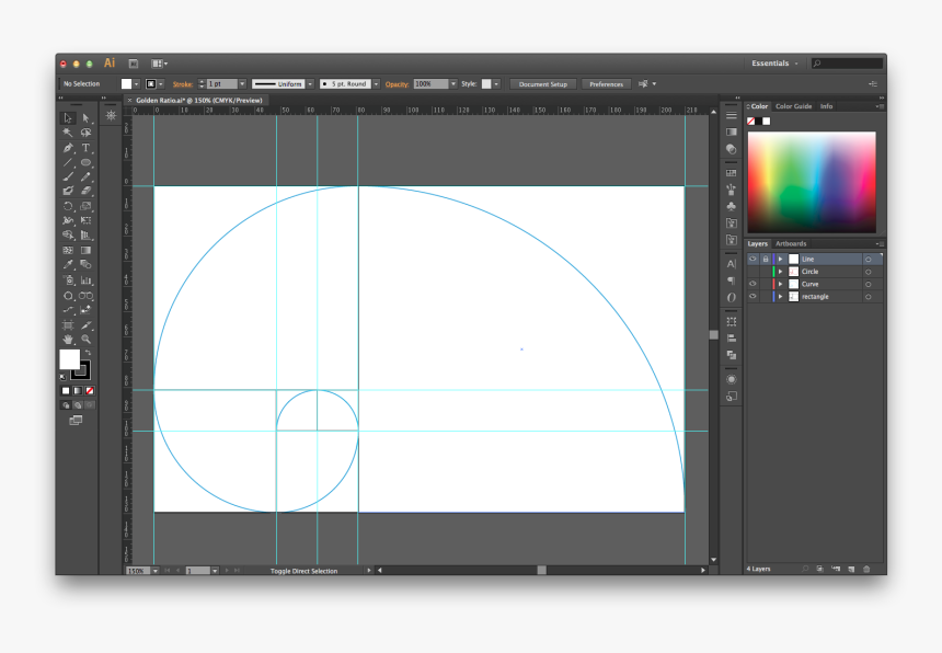 Golden Ratio Illustrator Template - Illustrator Golden Ratio Template, HD Png Download, Free Download