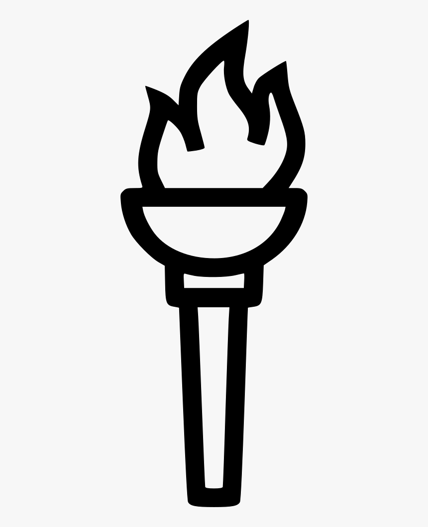 Torch Transparent Old Style Olympic Torch Clipart Black - Olympic Torch Black And White, HD Png Download, Free Download