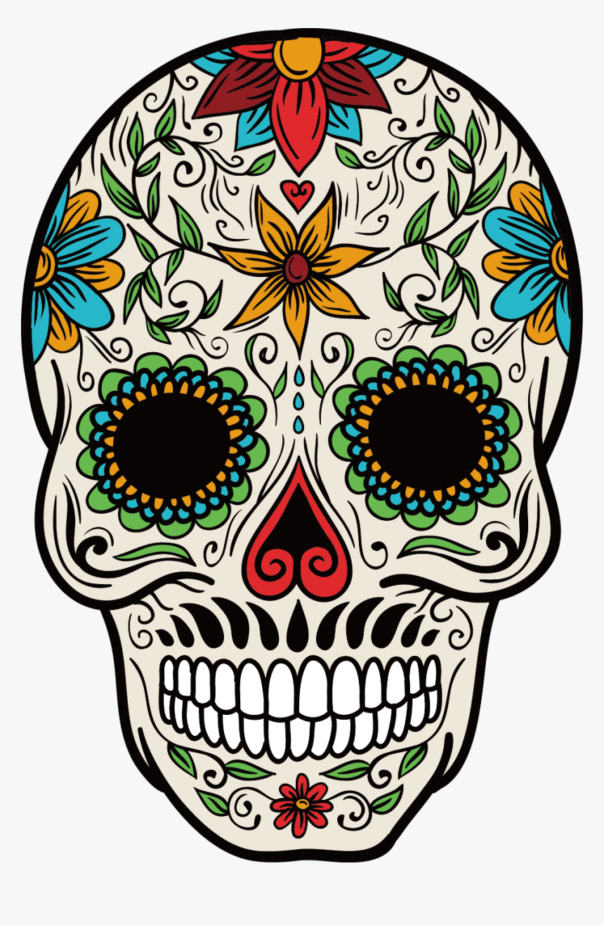 Cuisine Mexican Skull Mexico Color Calavera La Clipart - Day Of The Dead Mexico Skull, HD Png Download, Free Download