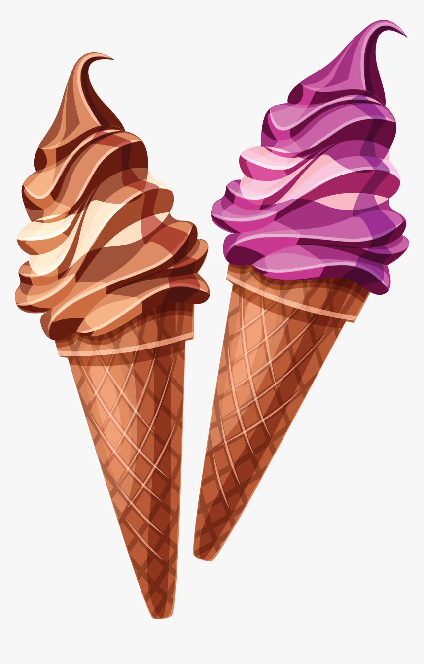 Purple And Brown Ice Cream Cones Png Image - Ice Cream Clipart Hd, Transparent Png, Free Download