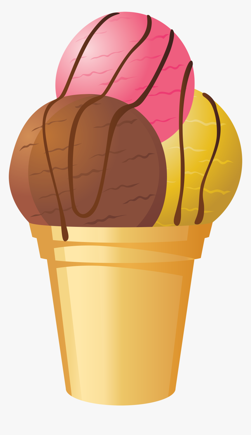 Tricolor Ice Cream Cone Png Clip Art - Clip Art Cone High Resolution Ice Cream, Transparent Png, Free Download