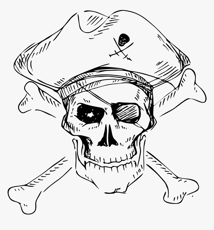Piracy Skull And Crossbones Stock Photography Human - Drawing Of Pirate Flag, HD Png Download, Free Download