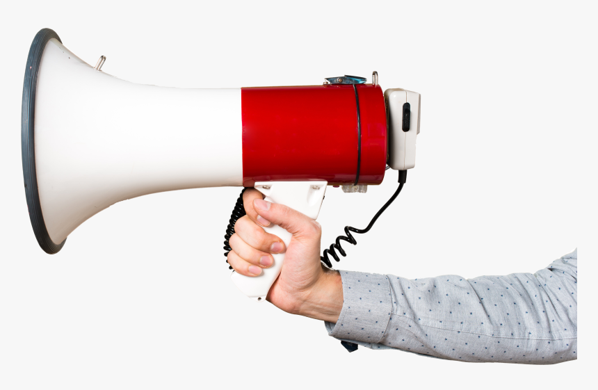 Hand Of Man Holding Shouting By Megaphone - Hand Holding Megaphone Png, Transparent Png, Free Download
