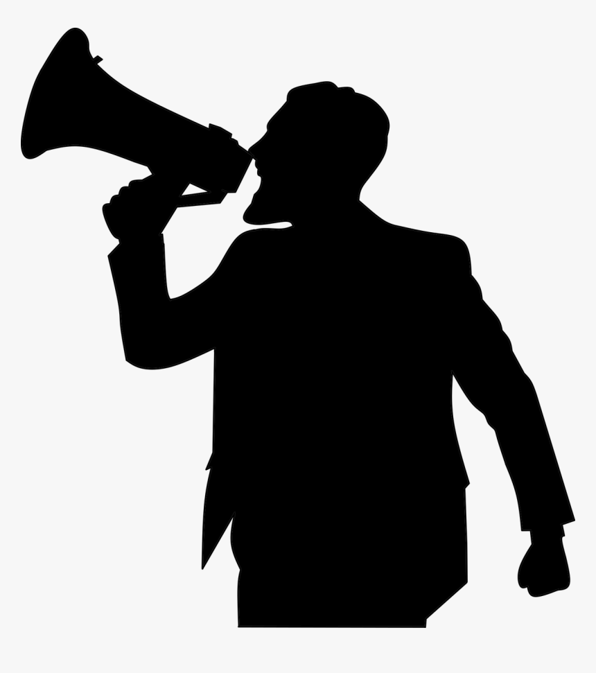 Megaphone, Communicate, Announce, Silhouette, Man - Difference Between Marketing And Sales, HD Png Download, Free Download