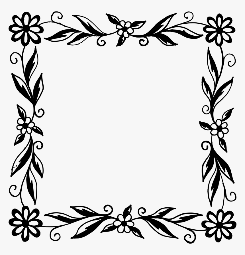 And Picture Flower Frame Black Frames White - Flower Frame Black And White, HD Png Download, Free Download