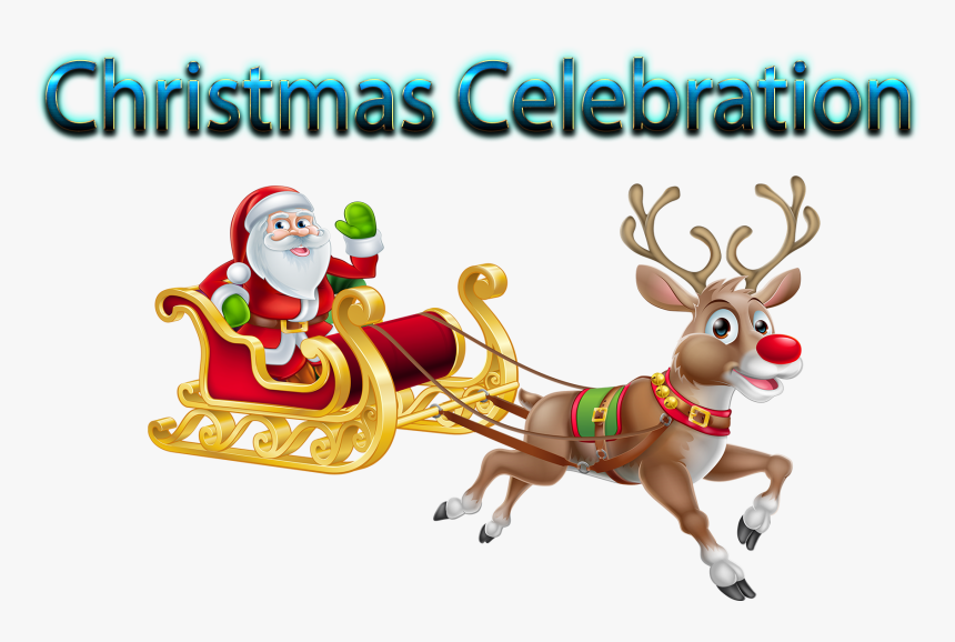 Christmas Celebration Png Free Images - Santa Claus Reindeer Rudolph, Transparent Png, Free Download