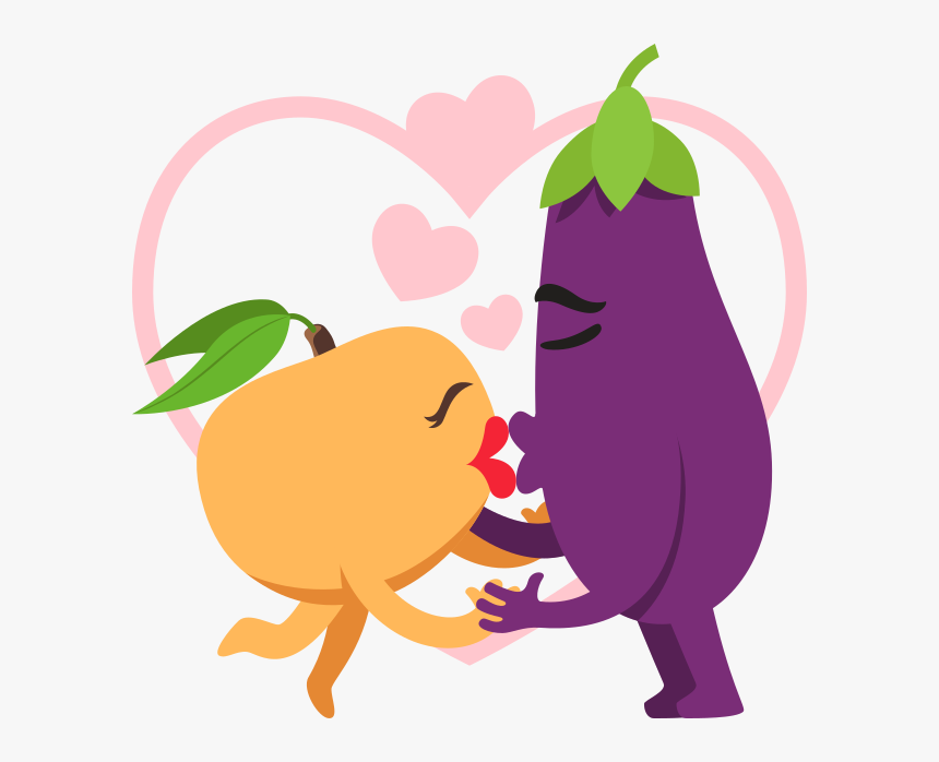 Emoji Inspired Stickers By Emojione Messages Sticker-2 - Peach And Eggplant Cartoon, HD Png Download, Free Download