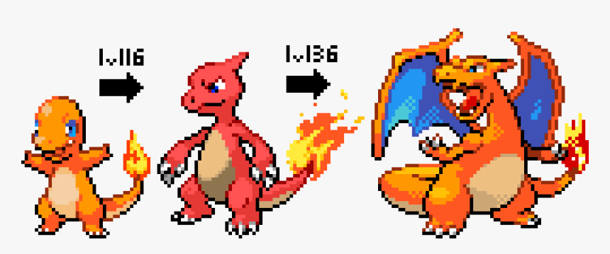 Charmander Evolution Pixel Art, HD Png Download, Free Download