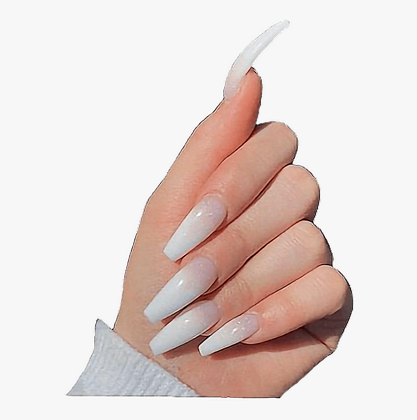 White Nails Acrylic Acrylics Acrylic Nails Beauty Grey - Grey White Acrylic Nails, HD Png Download, Free Download