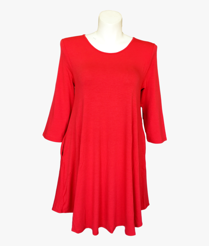 Plus Size Jersey Red Orange Dress With Pockets And, HD Png Download ...