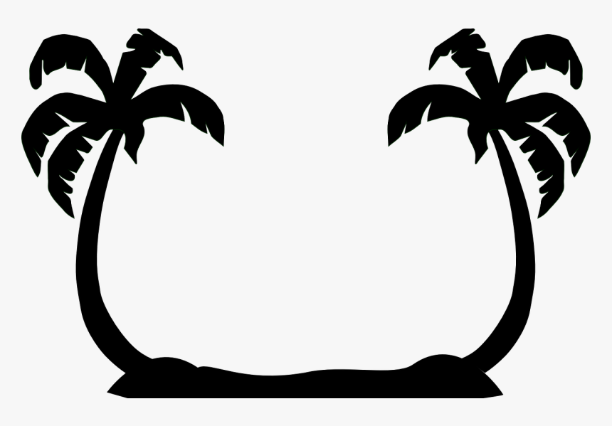 Palm Trees,facing,black Silhouettes,beach,free Vector - Palm Tree Clip Art, HD Png Download, Free Download