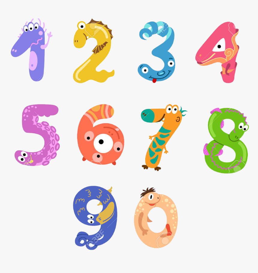 1 To 10 Numbers Png Transparent Images - Cartoon, Png Download, Free Download