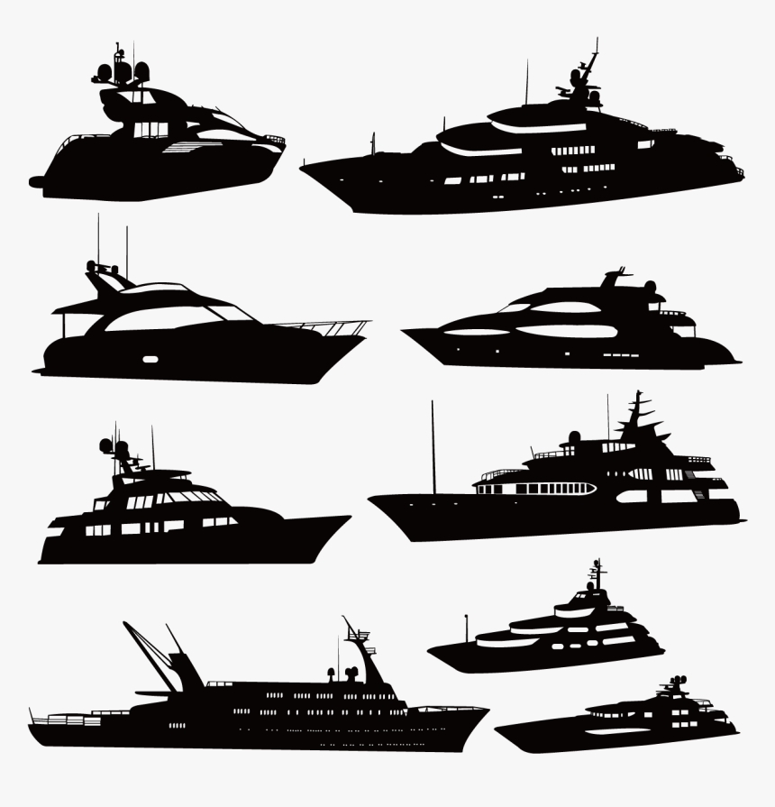 Luxury Yacht Silhouette Boat - Yacht Silhouette, HD Png Download, Free Download
