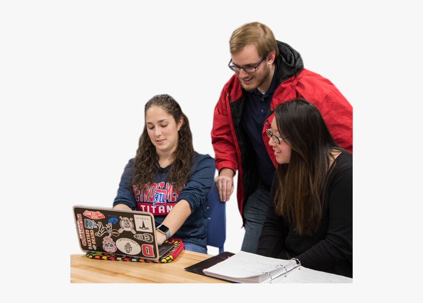 Three Engineering Students Look At A Computer Program - Learning, HD Png Download, Free Download