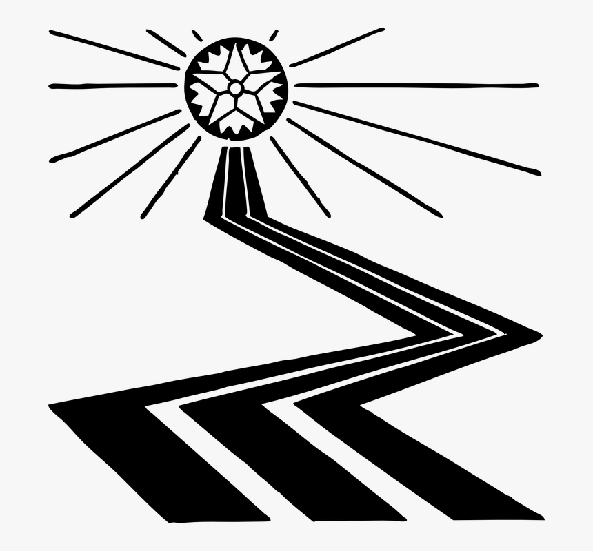 Road, Path, Black And White, Sun, Light, Rays, Star - Path Clipart, HD Png Download, Free Download