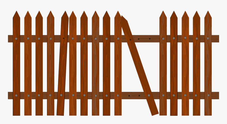 Angle,fence,picket Fence - Broken Fence Clipart, HD Png Download, Free Download