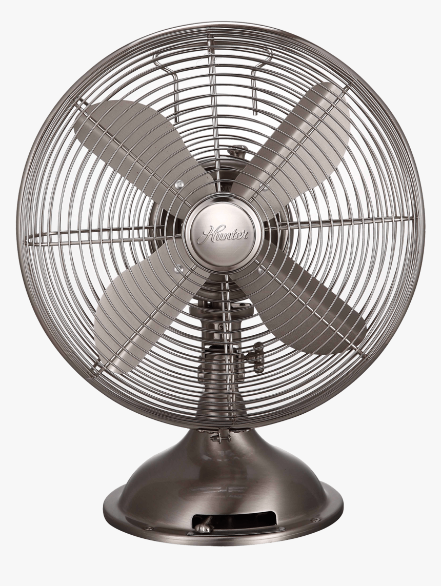 Tabletop Fan Retro Table Brushed Furniture Front Nickel - Classic Metal Table Fan, HD Png Download, Free Download