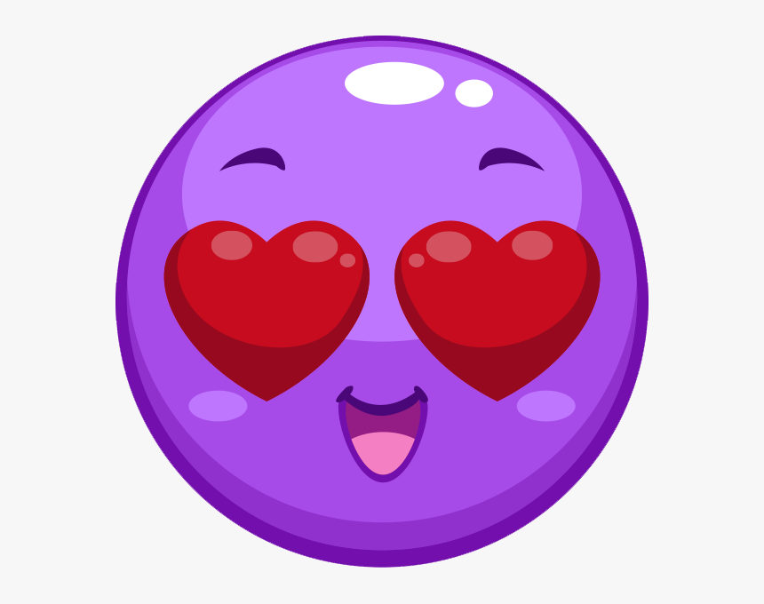 Heart Eyes Emoji Purple Emoji - Purple Heart Eyes Emoji, HD Png Download, Free Download