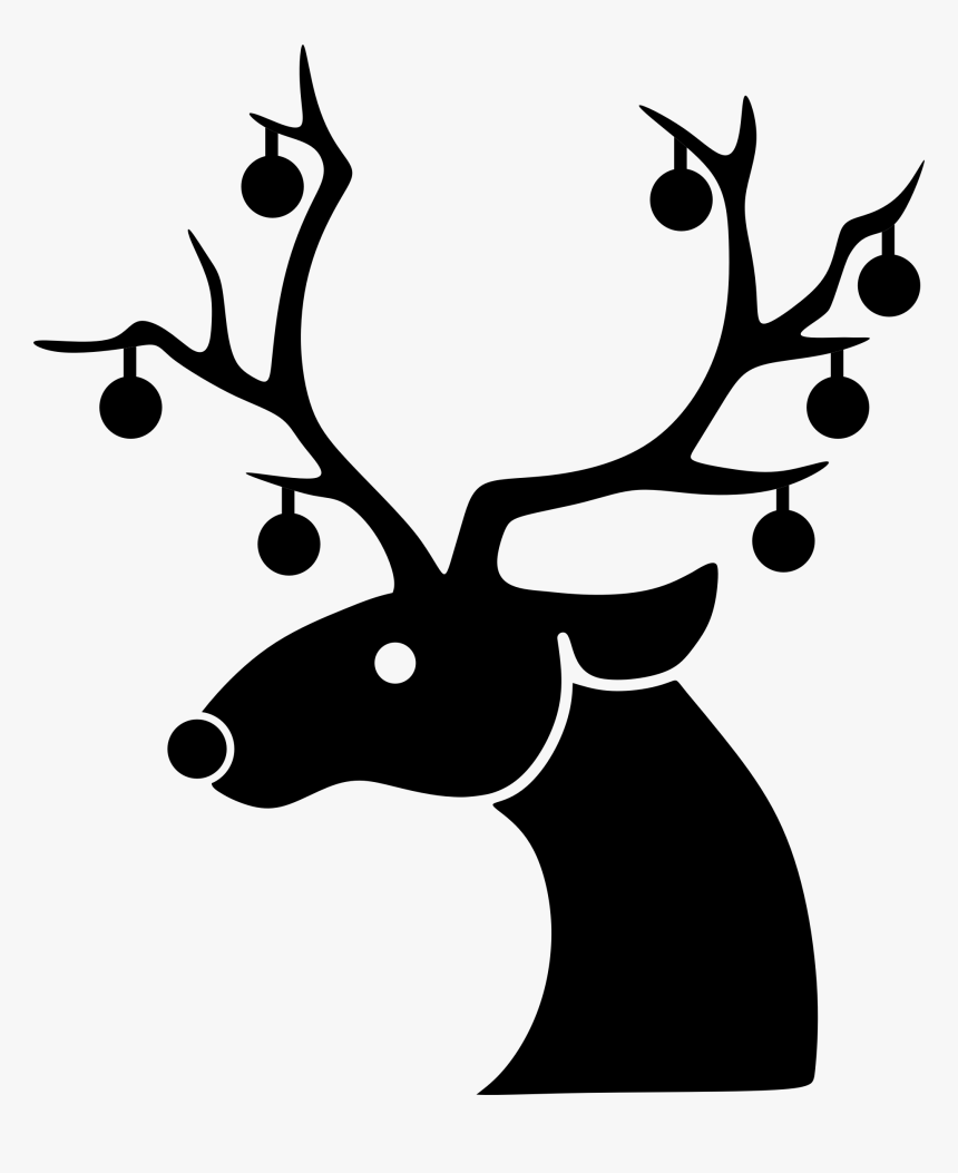 Reindeer Santa Claus Rudolph Christmas - Clipart Black Reindeer, HD Png Download, Free Download