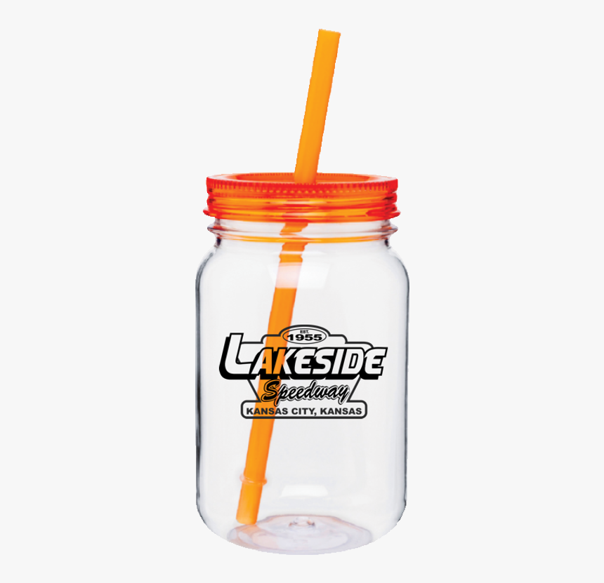 Pr23 Mason Jars Orange Lakeside - Glass Jar Transparent With Orange Straw, HD Png Download, Free Download