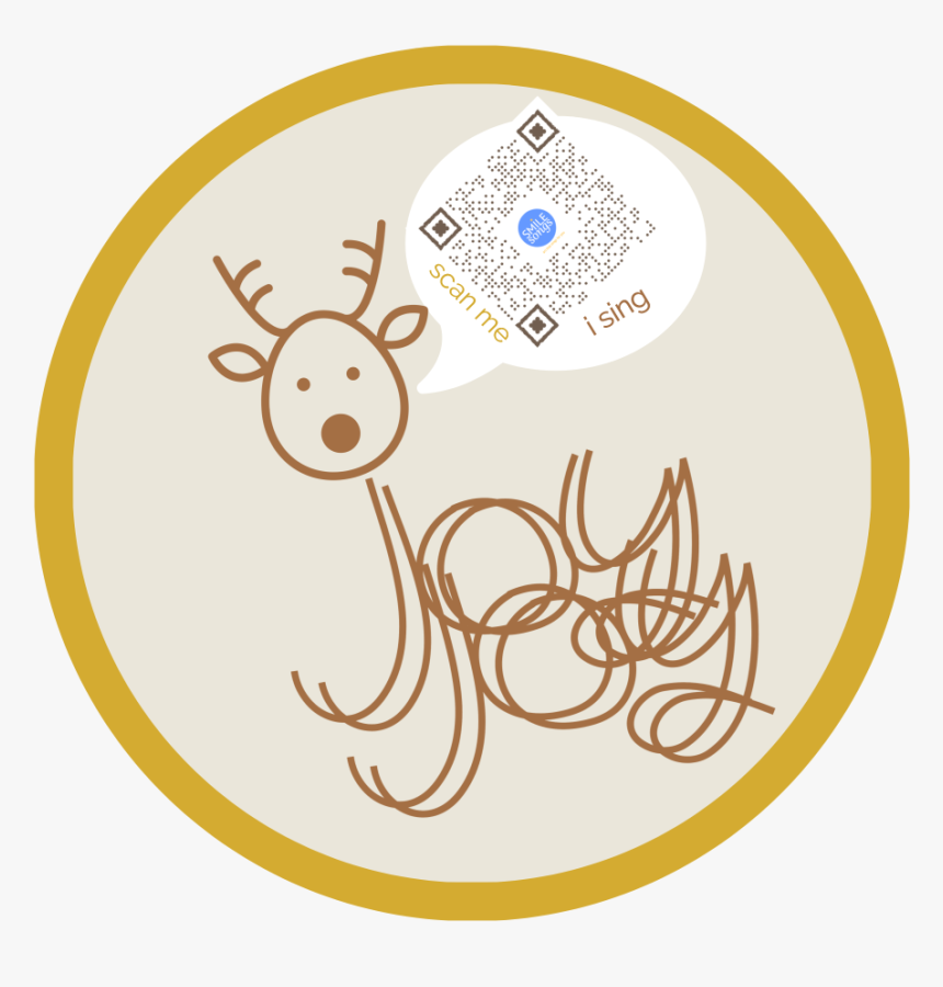 Ecru Round Sticker With Brown Reindeer Made Of Joy - Circle, HD Png Download, Free Download