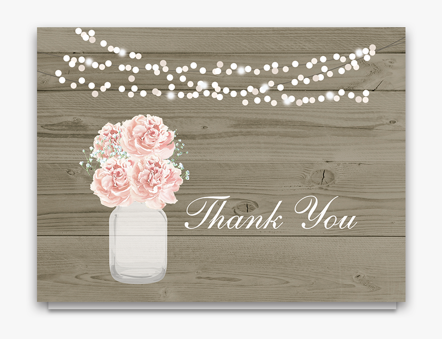 Rustic Mason Jar Wedding Thank You Cards Blush - Rustic Mason Jars Pink, HD Png Download, Free Download