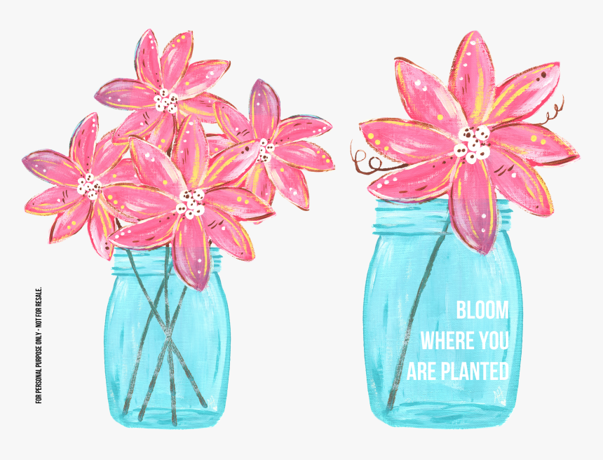 Mason Jar Clipart Transparent Png - Flower Mason Jar Clip Art Free, Png Download, Free Download