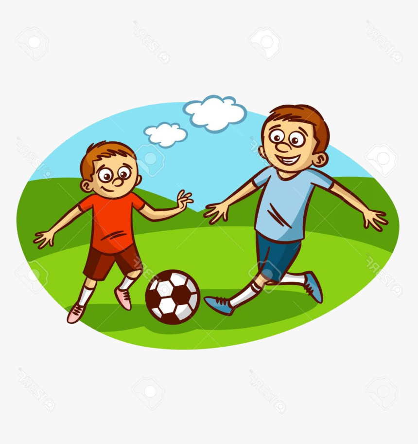 Soccer Photostock Vector Dad And Son Playing Football - Vector Play Football Clipart Png, Transparent Png, Free Download