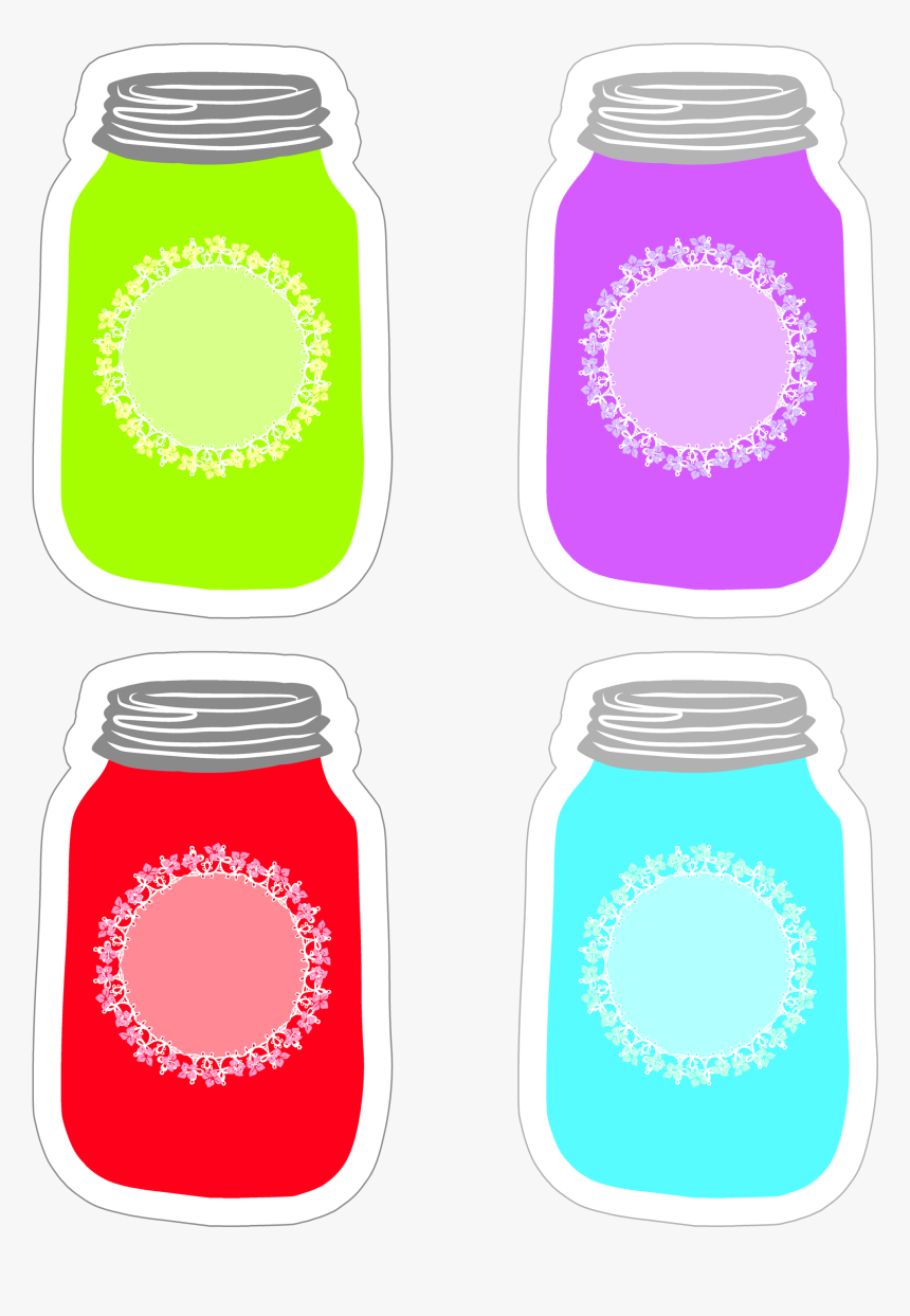 Mason Jar Clipart Coloring - Colored Mason Jars Clipart, HD Png Download, Free Download